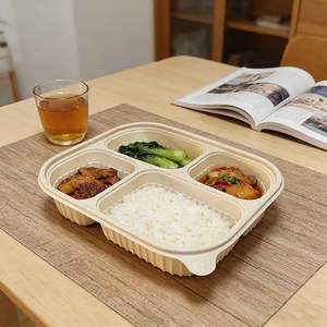 Boîte à lunch biodégradable, conteneur alimentaire respectueux de l'environnement, conteneur alimentaire en amidon de maïs, conteneur alimentaire emballé en carton - Product Image 1