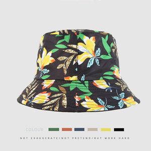 Großhandel natürliche Art tropische Blatt muster Männer und Frauen Emmer Hoeden <span class=keywords><strong>Visser</strong></span> Cap Seaside Outdoor Bucket Hat - Product Image 4