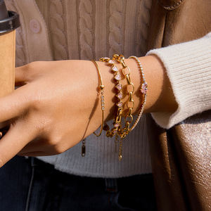 J&D 几何水滴锆石奢华网球链手链适合派对舞会佩戴 - Product Image 1