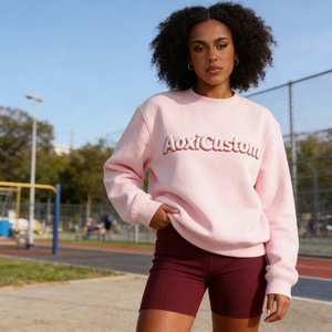 Sudadera Oversize de Algodón Grueso con Cuello Redondo, Bordado de Logotipo Personalizado, Estilo Urbano de Invierno, Suéter con Cuello Redondo en Relieve para Mujer - Product Image 3