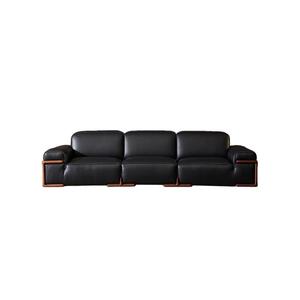 Canapé minimaliste italien à quatre places en bois massif de noyer noir première couche en cuir véritable style <span class=keywords><strong>nord</strong></span>-américain pour villa école - Product Image 5