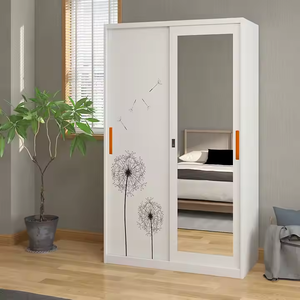 Armoire de Chambre Moderne en Acier à 2/3/4 Portes Coulissantes avec Miroir, Conception Démontable, Taille et Couleur Personnalisables, Durable - Product Image 2