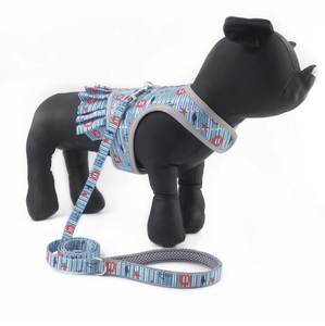 Tali hewan peliharaan dan Set kerah, kekang anjing jaring dapat disesuaikan Harness hewan peliharaan dengan pita ajaib rompi hewan peliharaan - Product Image 1