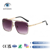 Lunettes de soleil unisexes surdimensionnées de style pilote, monture métallique fine, double pont, protection UV400, lunettes de créateur Navigator
