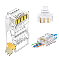 Conectores RJ45 al por mayor OWIRE para Cat5e/Cat6, enchufe modular Ethernet 8P8C con 50 contactos chapados en oro, paquete a granel para redes