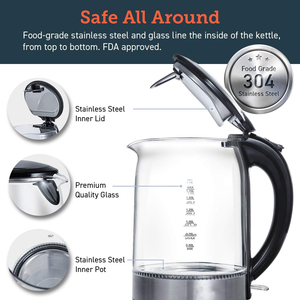 2.0L <b>Kettles</b> <b>Glass</b> <b>Electric</b> Kitchen <b>Glass</b> Tea <b>Electric</b> <b>Kettle</b> With LED Light - Product Image 2