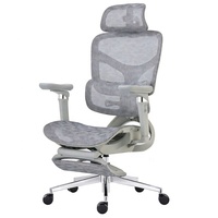 Chaise de bureau ergonomique pivotante avec accoudoirs 5D, support lombaire coulissant, appui-tête 3D, inclinable et pivotante avec repose-jambes