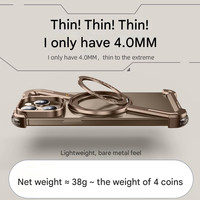 Étui magnétique pour téléphone en aluminium sans cadre Z pour iPhone 13 14 15 16 Pro Max avec protection à 360° ° Étui de téléphone portable avec support rotatif