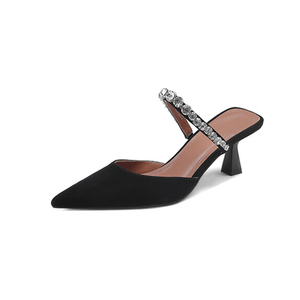 Cialisa – <span class=keywords><strong>Mules</strong></span> en cuir véritable de haute qualité, élégantes chaussures à bout pointu en cuir véritable pour femmes, pantoufles à talons hauts, vente en gros - Product Image 2