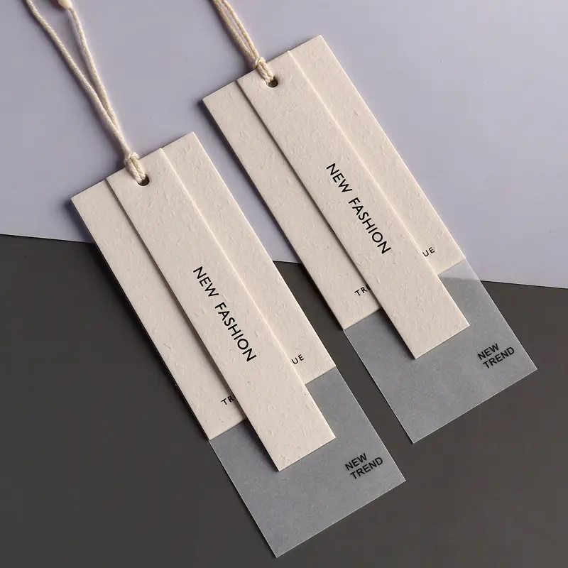 Benutzerdefinierte Luxus Hängenden Label mit Freies Slings Spezielle Schaukel Papier Produkt Hängen Tags für Kleidung Bekleidungs