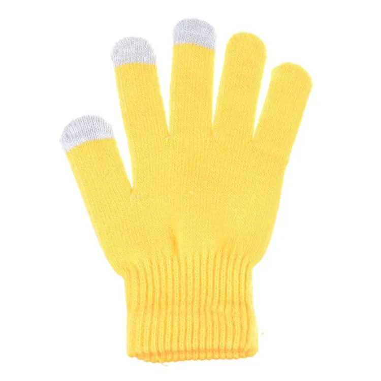 Оптовая продажа, дешевые акриловые волшебные вязаные перчатки для зимы, один размер подходит всем, с индивидуальным логотипом