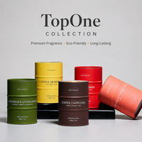 Bougie parfumée personnalisée, marque TopOne, couvercle en alliage de zinc industriel, bougie en cire de soja pour coffret cadeau de luxe, prix de gros