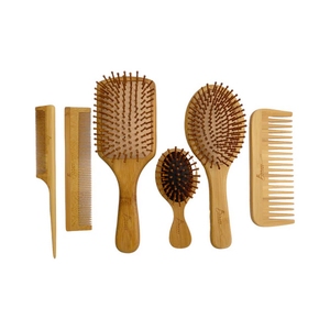 Juego de 4 peines de bambú de dientes anchos, cepillos de pelo de <span class=keywords><strong>madera</strong></span> natural <span class=keywords><strong>para</strong></span> salón con mini peine desenredante, <span class=keywords><strong>para</strong></span> uso doméstico y hotelero, en caja. - Product Image 4