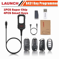 Alat Pembuat Kunci Remote Launch X431 Terlaris dengan Super Chip dan 4 Set Kunci Pintar, Berfungsi dengan Launch Super Chip