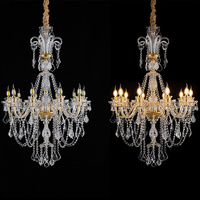 Lustre classique en cristal doré, luminaire décoratif suspendu pour la décoration de salle de mariage ou de villa
