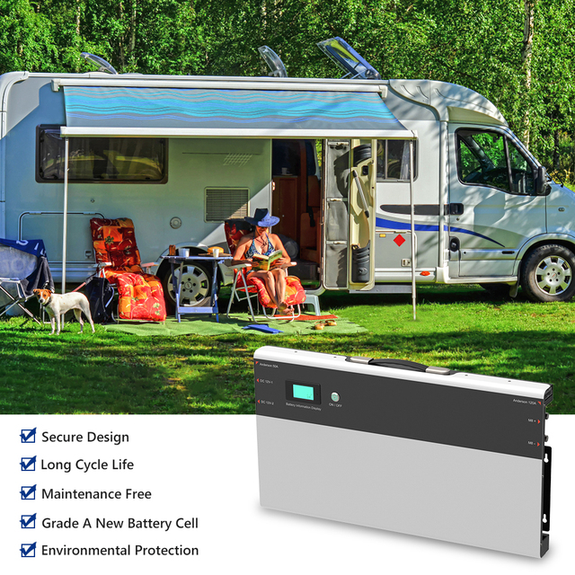 Ultra Thin LiFePO4 Battery 12V 200AH 2.5KWH IP65 Wall Mounted BYD Blade Cell RV Lithium