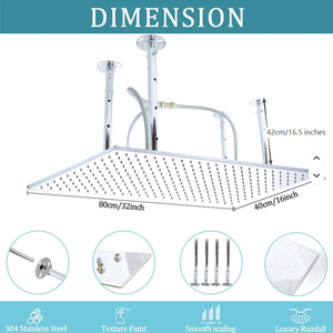 <span class=keywords><strong>Pommeau</strong></span> <span class=keywords><strong>de</strong></span> <span class=keywords><strong>douche</strong></span> à fonction unique pour salle <span class=keywords><strong>de</strong></span> bain, grand plafond, pluie 80*40cm, <span class=keywords><strong>pommeau</strong></span> <span class=keywords><strong>de</strong></span> pluie haute <span class=keywords><strong>pression</strong></span> en métal <span class=keywords><strong>de</strong></span> luxe - Product Image 2