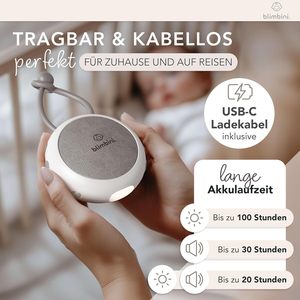 Máquina de ruido blanco portátil Blimbini con luz nocturna para bebés, diseñada en Alemania - Product Image 3