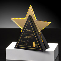 Trophée en cristal en forme d'étoile à cinq branches créative, récompense de compétition, souvenir, médaille gravée avec le logo Midea