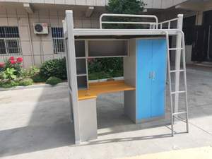 Litera de acero con escritorio y casillero, Loft, marco de Metal, alta resistencia, cama de dormitorio - Product Image 2