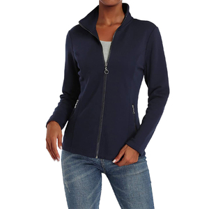 Chaqueta con cremallera negra para <span class=keywords><strong>mujer</strong></span>, chaqueta ligera informal, OEM, venta al por mayor, talla grande - Product Image 3