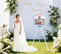Expédition rapide, cadre lumineux RGB pour photomaton avec trépied réglable en hauteur de 15,6 pouces, trou de montage pour flash réservé, kiosque selfie