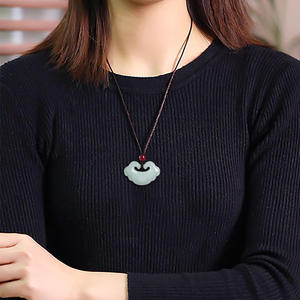 Pendentif en jadéite naturelle Ruyi, jade blanc, design original, style chinois classique, cadeau UNISEXE avec certificat d'évaluation HJ100 - Product Image 2