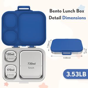 Custom 3 Compartment Stainless Steel BPA Free Food Grade Leak Proof <b>Lunch</b> <b>Box</b> for Kids with Containers for School Office - Product Image 3