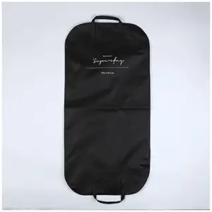 Precio factoroy reciclado ecológico no tejido negro personalizado bolsa de ropa traje cubierta bolsa logotipo personalizado