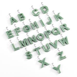 Pendentif en jade naturel, jade lettres, argent S925, unisexe, design original, bijoux fins, colliers personnalisables S-A - Product Image 1