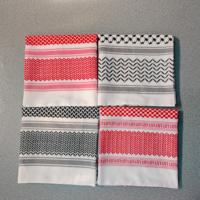 Pañuelo Keffiyeh Shemagh de Poliéster Chifón Rojo y Blanco para Hombre Árabe, 50x50'', 200g, Transpirable y Agradable al Tacto, Calidad Premium, Venta al Por Mayor