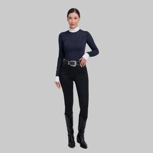 Sparkle Rhinestone mangas compridas Equiteme Mock Neck Camisa OEM ODM UPF50 + Proteção Solar Senhoras Equitação Clássico Show Camisa - Product Image 6