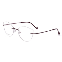 Monturas de Gafas Ópticas de Titanio Puro Estilo Ojo de Gato Retro RT002, Diseño sin Montura con Material de Lentes AC, Precio al por Mayor