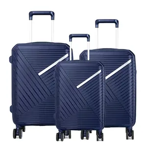 厂家直销价格时尚设计牢不可破新款PP硬壳行李箱套装4 pcs户外行李箱套装