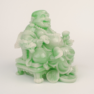 Estatua de Buda Sonriente <span class=keywords><strong>Maitreya</strong></span>, Hecha a Mano, de Resina Roja Antigua, Pintada Artísticamente, Sentado en un Trono, Escultura Budista, Feng Shui - Product Image 4