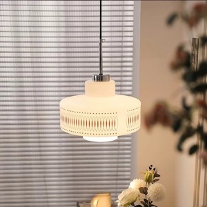 Lámpara colgante estilo crema francés, redonda, E27, LED, de una sola cabeza, para dormitorio, comedor, decoración del hogar - Product Image 3