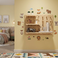 Étagère murale en bois avec crochets, support de rangement modulaire, robuste et écologique pour salle de bain, cuisine, bureau