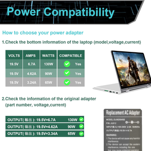 Adaptateur secteur 130W 19.5V 6.7A pour ordinateur portable <span class=keywords><strong>Dell</strong></span> Inspiron 15 7559 N7110 N5110 Precision M20 M60 M70 PA-4E Embout 7.4*5.0mm - Product Image 5