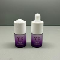 Flacon compte-gouttes rond en plastique PETG violet givré de luxe de 20ml mignon pour sérum de soin de la peau et gouttes pour les yeux