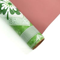 Revêtements de sol en plastique, rouleau de linoléum PVC vinyle économique avec base en mousse, tapis vert propre à motifs floraux
