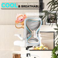 Chaise de bureau ergonomique AJUNION avec support lombaire, accoudoirs rabattables, dossier en maille respirante, chaise de travail informatique pour la maison et le bureau