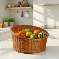 Ensemble de paniers à fruits en osier tressé à la main, paniers à pain ronds pour le rangement de la cuisine, bols de service en rotin naturel, pot de fleurs