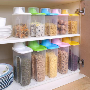 Contenedor Transparente de Plástico para Alimentos Secos, Organizador de Cereales con Taza Medidora y Boquilla Vertedora para Cocina y Despensa - Product Image 3