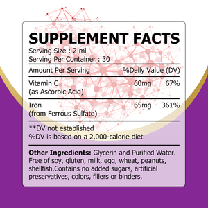 High Quality Iron <b>Liquid</b> Drops with Elemental Iron Hemoglobin Improves Focus Energy Helps Sustain Optimal Fruity Flavor - Product Image 2