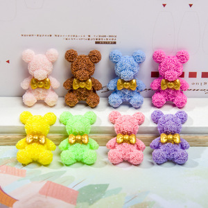 Venta al por mayor 3D Kawaii Petal Tie Teddy Bear Nail Art Charm Colorful Rose Blossom Resin Bear para <span class=keywords><strong>uñas</strong></span> largas - Product Image 5