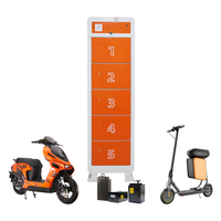 Armoire de Remplacement de Batterie Intelligente Extérieure à 5 Compartiments, Couleur Rouge, Conception Étanche, Casier pour Vélo Électrique/Trottinette Électrique avec Code QR