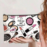 Sac à fermeture éclair en toile imprimée colorée, sac de rangement portable de grande capacité pour cartes d'identité et passeports, sac de rangement pour articles de toilette pour femmes