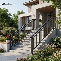 Rampe en alliage d'aluminium noir à installation facile, garde-corps vertical moderne pour patio, terrasse, balcon, escalier - Résistant à la rouille