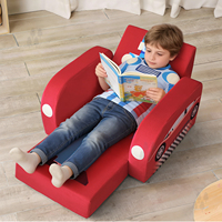 Sofá Cama Infantil Convertible 3 en 1 con Diseño de Robot de Carreras, con Espuma Suave para Dormitorio, Lectura y Siesta