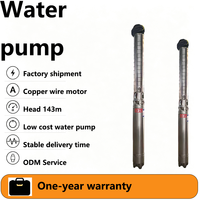 Pompe submersible industrielle en acier inoxydable de 5 pouces, débit de 20 m³/h, hauteur de refoulement de 143 m, moteur triphasé, pour l'approvisionnement en eau des puits profonds et des exploitations agricoles